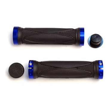Грипсы MTB HL-G202, 130мм, с 2 грипстопами, черно\синие