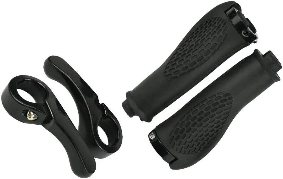 Грипсы MTB HL-GB311, 130mm, эргономические,с рогами, пластик-резина, с грипстопом, черные