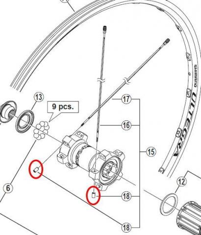 Втулка крепления спицы Shimano, для WH-M975