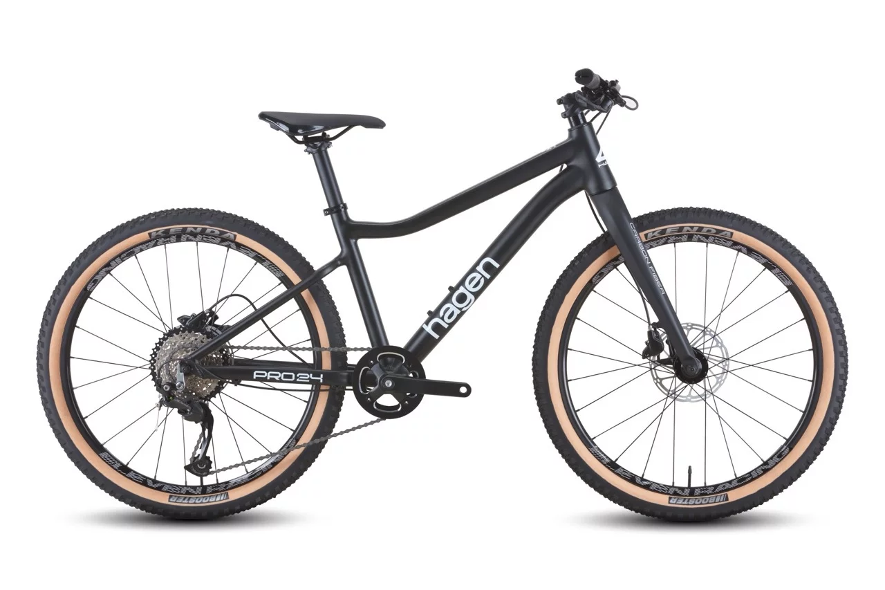 Велосипед 24", HAGEN Teen Pro 24 Carbon fork 2XS(13,5), 2025, черный, матовый