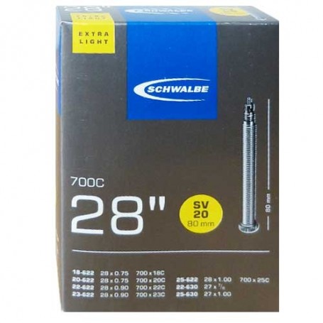 Камера 28", SCHWALBE SV20 EXTRA LIGHT (18/25-622/630) FV80mm.