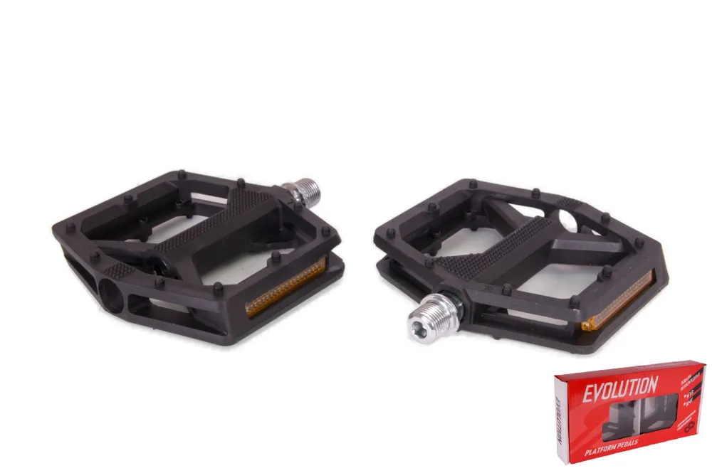 Педали EVOLUTION PLATFORM пластиковые ABS, 111x106мм, резьба 9/16", 3 промподшипника, черные